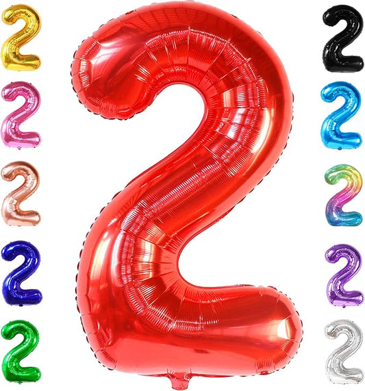 KatchOn, Giant Red Number 2 Balloon - 40 Inch | Mylar Foil 2nd Number