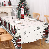 3PCS Christmas Tablecloth Black Buffalo Plaid Plastic Tablecloths