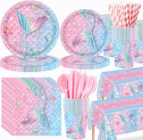 452 Pcs Mermaid Party Decorations Include Sea Mermaid Paper Plates