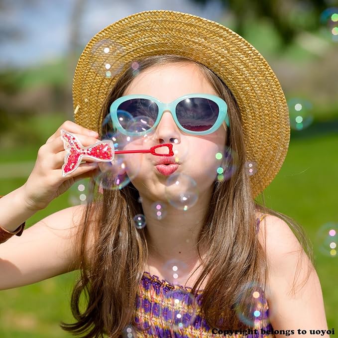 Mermaid Party Favors 24Pcs Glitter Mermaid Tail Bubble Wands for