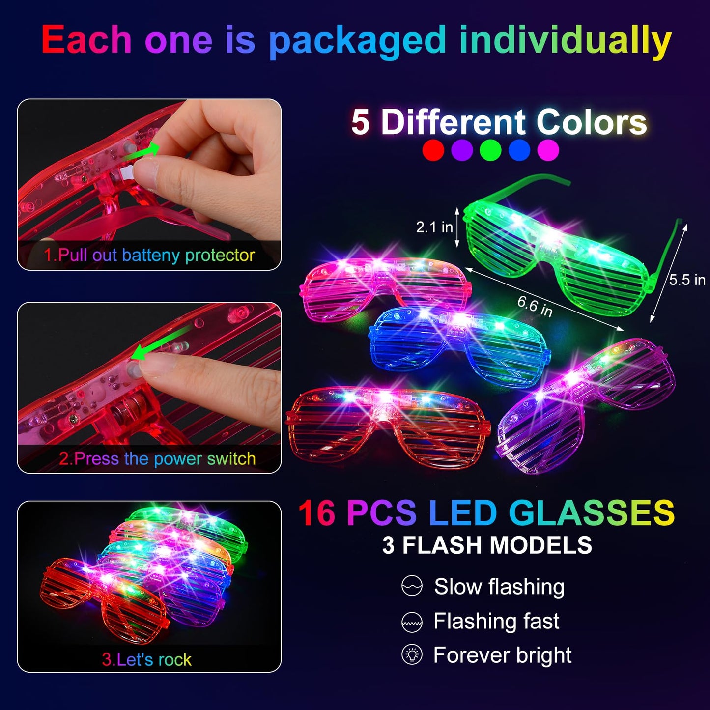 OLUPP 150 PCS Glow in the Dark Party Supplies, 16 Foam Sticks, 16 LED