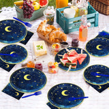 chiazllta 96 Pcs Starry Night Plates and Napkins Party Supplies Sweet