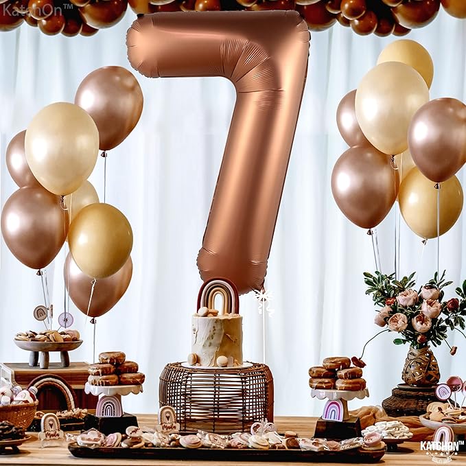KatchOn Giant Coffee Brown Number 7 Balloon - 40 Inch, 1 Count,