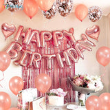 40 pcs Pink Rose Gold Birthday Decorations 3D Mylar Foil Happy
