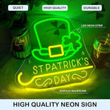 St Patricks Day Neon Sign Shamrock Neon Light LED Signs St Patricks