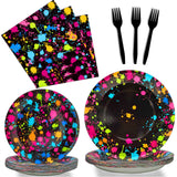 Neon Party Supplies for 24 Guests Neon Plates and Napkins Tableware