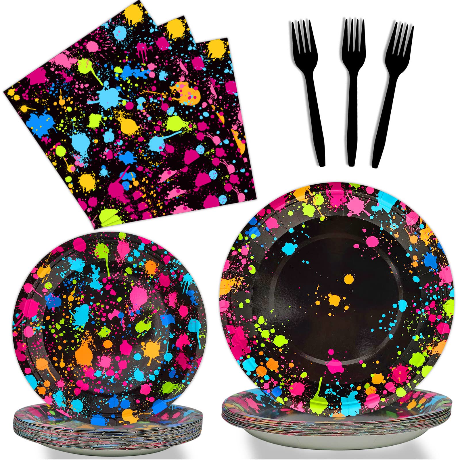 Neon Party Supplies for 24 Guests Neon Plates and Napkins Tableware