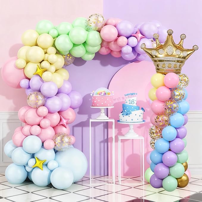 Pastel Princess Party Balloon Column Stand Arch Kit Set of 2 for