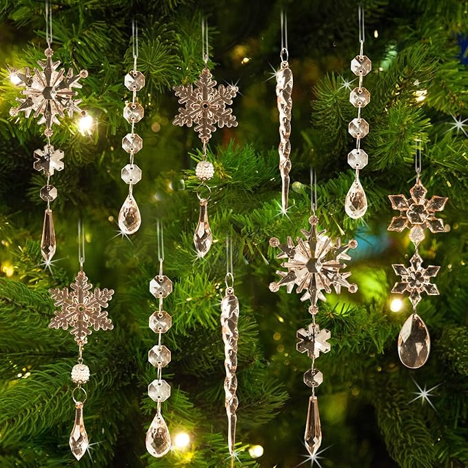 18pcs Crystal Christmas Ornaments for Christmas Tree Decorations-Champ