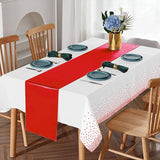 8Pack Disposable Plastic Tablecloths and Satin Table Runner Set White