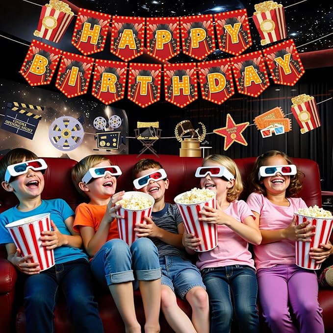 Movie Theme Birthday Party Decoration Happy Birthday Banner Movie