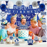 Retirement Party Decorations for Men Women Blue Silver Happy