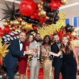 Movie Night Balloon Arch Garland Kit with Red Black and Gold Balloons