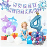 40 Inch Blue Number 4 Balloon Tower Set Winter Ice Princess Theme