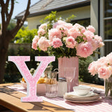 Qunclay Pink Crystal Diamond Letter Wall Decor, Glitter Wooden Bling