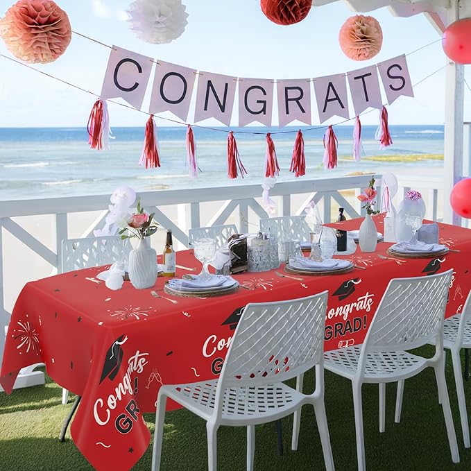 Slergut Graduation Decorations 2026 Red and Black, 3 Pack Graduation