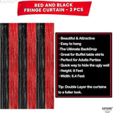 KatchOn Red and Black Fringe Curtain - 6.4x8 Ft Pack of 2 | Red and