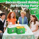 2PCS Soccer Utensil Holder Paper Utensil Caddy for Soccer Party