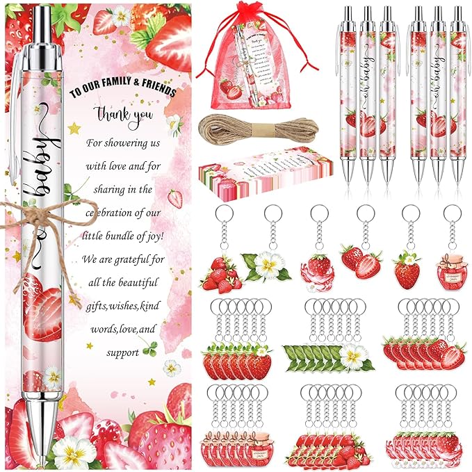 145 Pieces Strawberry Baby Shower Favors for Guest Berry Sweet Baby