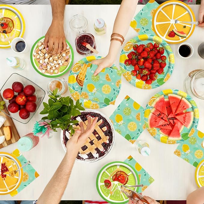 Fruit & Lemon Party Supplies Kit for 24 Vibrant Summer Party