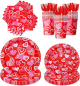 Valentines Day Party Tableware 144pcs Valentines Plates and Napkins