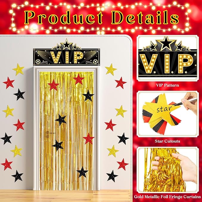 32 Pcs VIP Party Decoration VIP Door Entrance Star Sign Movie Night