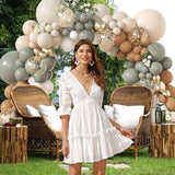 Amandir 173Pcs Dusty Green Nude Balloon Arch Garland Kit, Blush Cream
