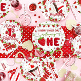96Pcs Strawberry 1st Birthday Decorations for Girls Berry First