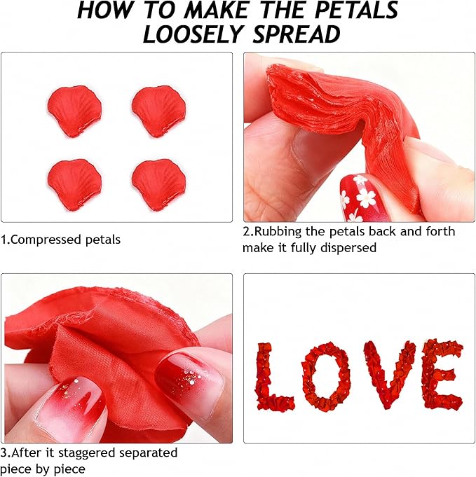 Valentines Decorations Red Rose Petals and Candles Set 1000 Pcs Fake