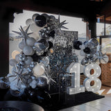 Black Silver Balloon Arch Kit 138Pcs Black White Metallic Silver