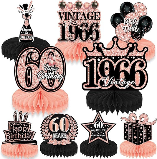 60th Birthday Decorations for Women, 9pcs 60th Birthday Party Table
