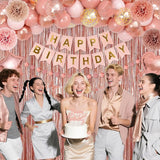 Ouddy Life Rose Gold Birthday Party Decorations for Women Girls,