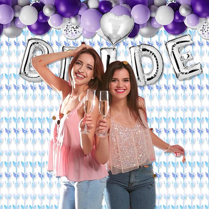 BRAVESHINE Iridescent Hanging Butterfly Foil Fringe Curtain - 2 Pack