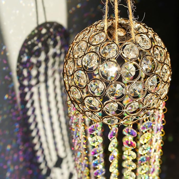 16.7" Chandelier Wind Chimes Crystal Suncatcher Window Hanging Sun