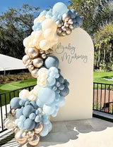 Dusty Blue and Gold Balloons - 12 Inch Dusty Blue Balloons Metallic