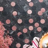 Rose Gold Glitter and Black Confetti Table Decoration for Valentine's