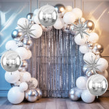 6Pcs Silver Foil Balloons,22Inch Metallic Silver 4D Round Ball Balloon