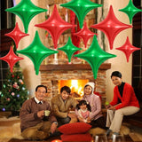 Red Green Christmas Balloons,12Pcs Four Angle Star Foil