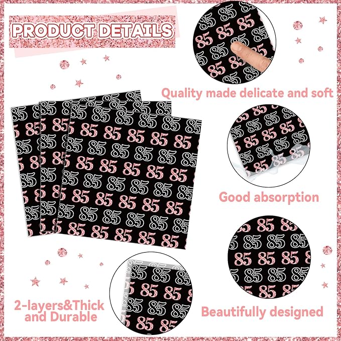96 Pieces 85th Birthday Party Plates Rose Gold Cheers to 85 Years