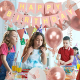 Rose Gold Birthday Decoration, 18 pcs 12 inch Happy Birthday Banner