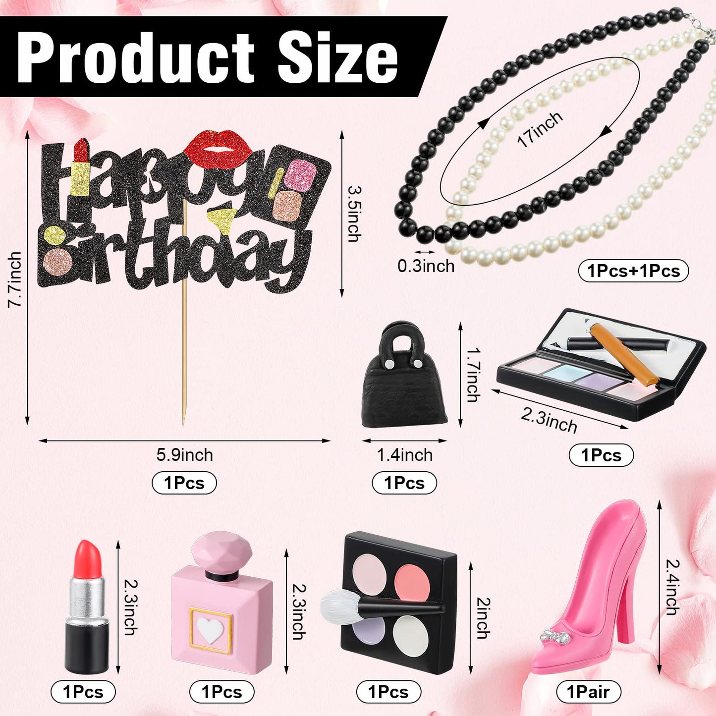 Chunful 9 Pcs Makeup Cake Topper Makeup Birthday Party Decorations 3D
