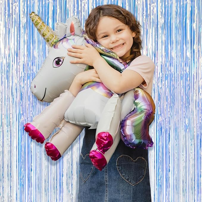 5 Pack Iridescent Party Backdrop Decorations Tinsel Curtain Birthday