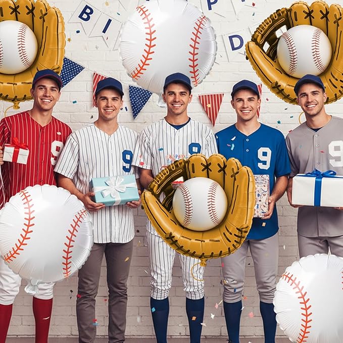 Biapian Baseball Balloons Foil, 18 Inch Round Baseball and Glove