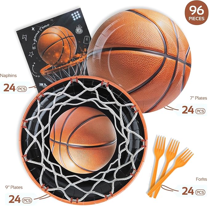 96Pcs Basketball Party Decorations Serve 24 Basketball Theme