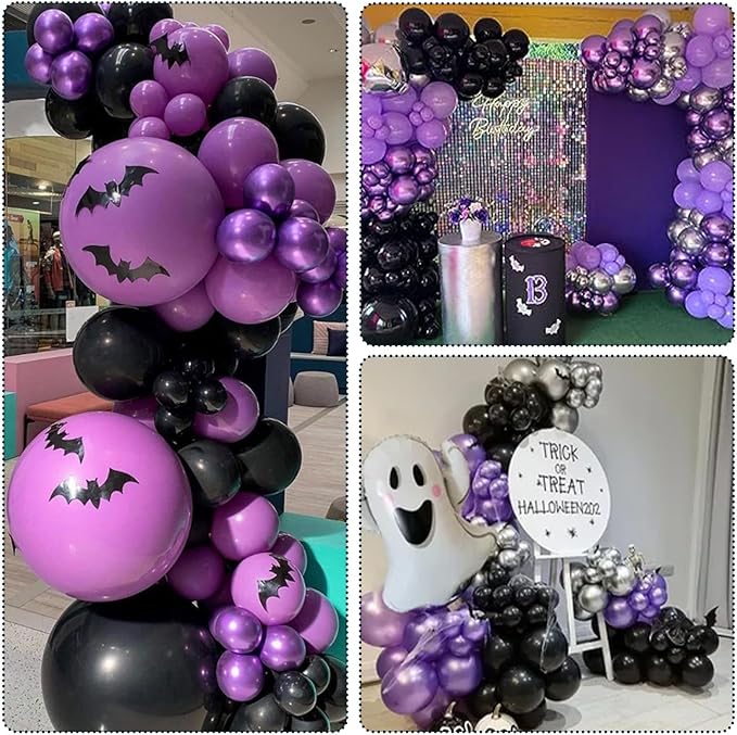 Purple and Black Balloons, 60 Packs 12 Inch Dark Purple Light Purple