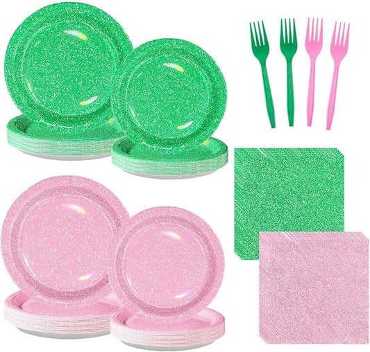 96 PCS Pink and Green Witch Party Supplies Witch Birthday Party