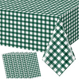 6pcs 54X108inch Dark Green Checkered Tablecloth,Green Gingham
