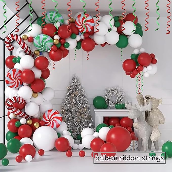 BEISHIDA 2 Pack Christmas Curling Ribbons Red and Green Balloon