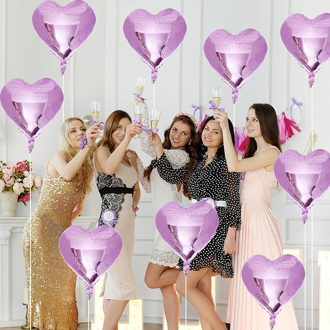 Purple Foil Heart Balloons, 12Pcs Lavender Purple Heart Shape Foil