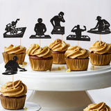 Ercadio 24PCS Ercadio 24PCS DJ Cupcake Toppers Glitter Black Rock &